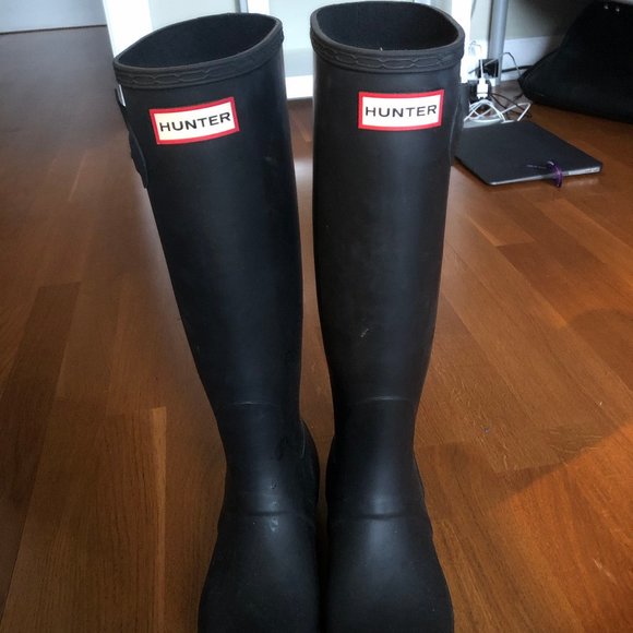 Hunter Tall Black Women's Rain Boots Size 7 - Picture 1 of 1